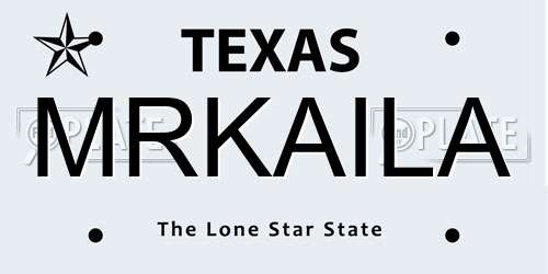 MRKAILA Texas License Plate
