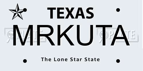 MRKUTA Texas License Plate