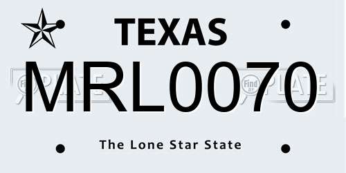 MRL0070 Texas License Plate
