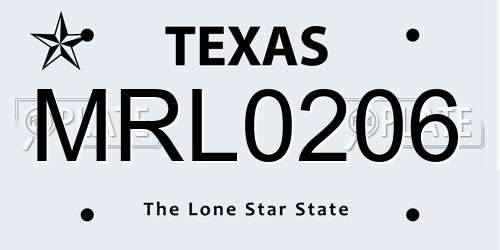 MRL0206 Texas License Plate