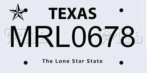 MRL0678 Texas License Plate