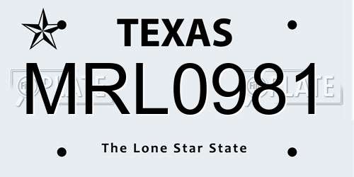 MRL0981 Texas License Plate