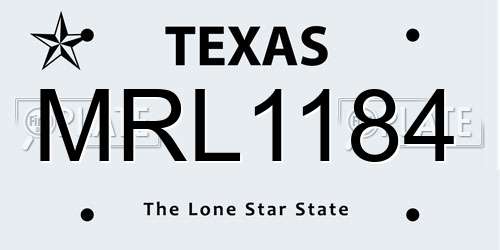 MRL1184 Texas License Plate