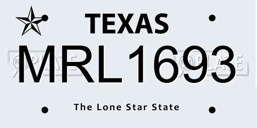 MRL1693 Texas License Plate