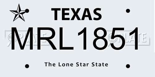 MRL1851 Texas License Plate