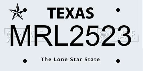 MRL2523 Texas License Plate