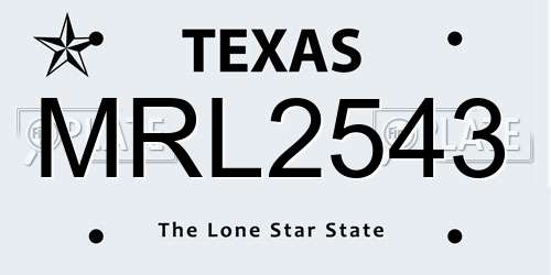 MRL2543 Texas License Plate