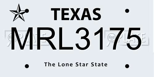 MRL3175 Texas License Plate