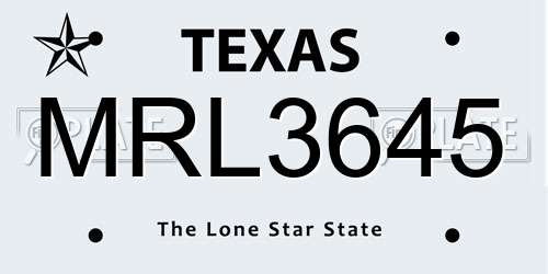 MRL3645 Texas License Plate