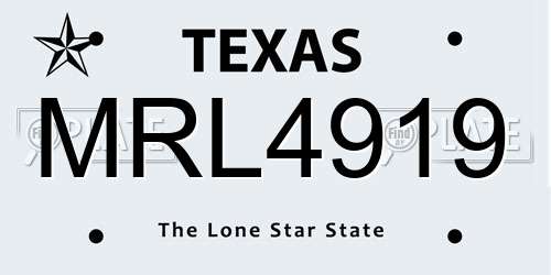 MRL4919 Texas License Plate