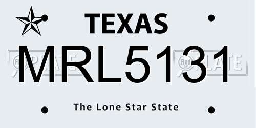 MRL5131 Texas License Plate