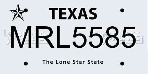 MRL5585 Texas License Plate
