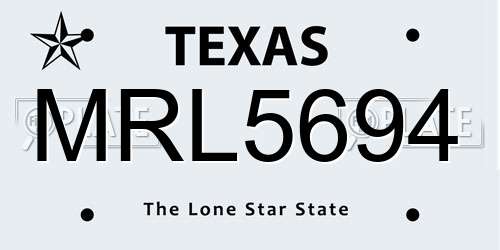MRL5694 Texas License Plate
