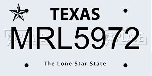 MRL5972 Texas License Plate