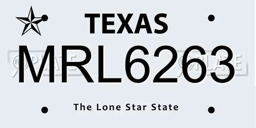 MRL6263 Texas License Plate