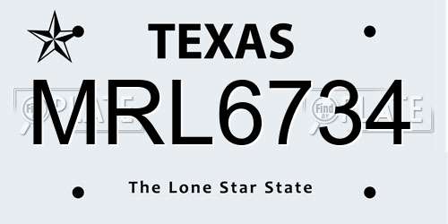 MRL6734 Texas License Plate