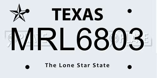 MRL6803 Texas License Plate