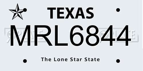 MRL6844 Texas License Plate