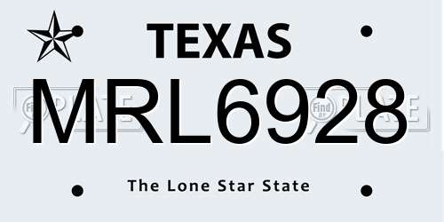 MRL6928 Texas License Plate