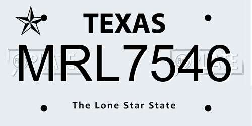 MRL7546 Texas License Plate