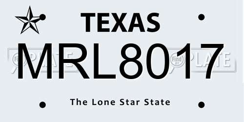 MRL8017 Texas License Plate