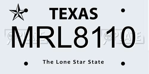 MRL8110 Texas License Plate