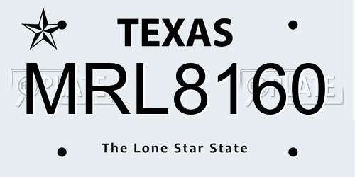 MRL8160 Texas License Plate