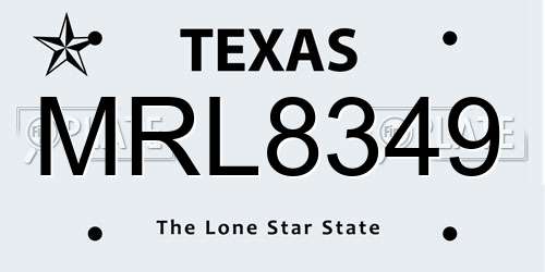 MRL8349 Texas License Plate