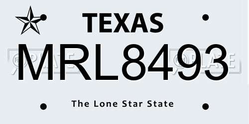 MRL8493 Texas License Plate