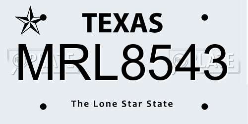 MRL8543 Texas License Plate