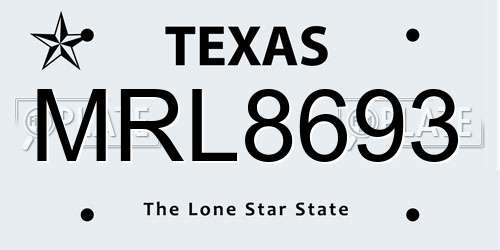 MRL8693 Texas License Plate
