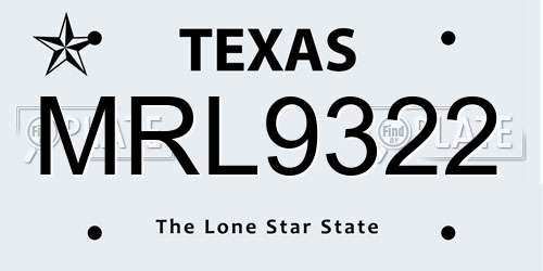 MRL9322 Texas License Plate