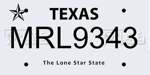 MRL9343 Texas License Plate