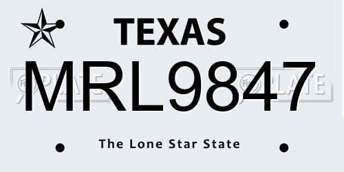 MRL9847 Texas License Plate