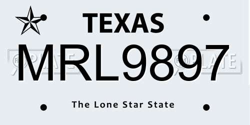 MRL9897 Texas License Plate