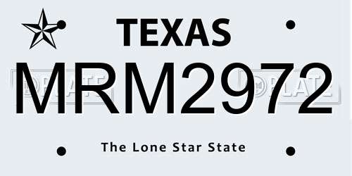 MRM2972 Texas License Plate