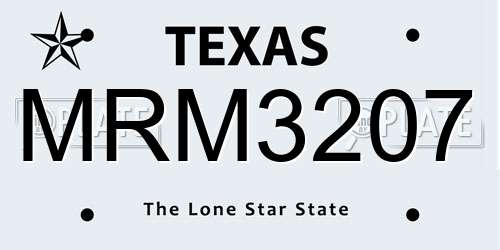 MRM3207 Texas License Plate