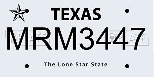 MRM3447 Texas License Plate