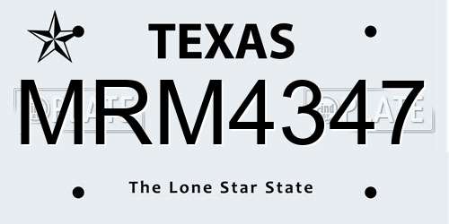 MRM4347 Texas License Plate