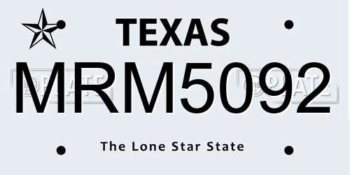 MRM5092 Texas License Plate