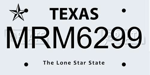 MRM6299 Texas License Plate