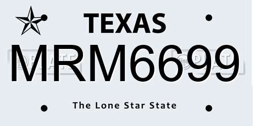 MRM6699 Texas License Plate