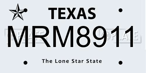 MRM8911 Texas License Plate