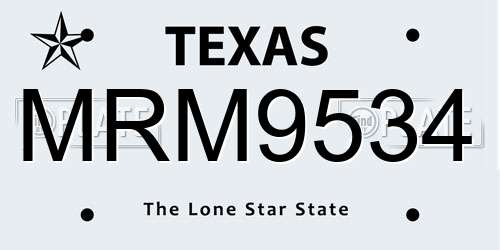 MRM9534 Texas License Plate