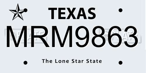MRM9863 Texas License Plate