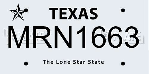 MRN1663 Texas License Plate