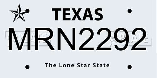 MRN2292 Texas License Plate