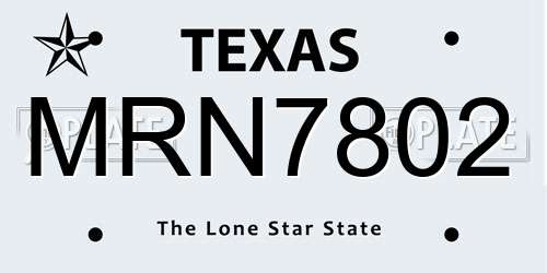 MRN7802 Texas License Plate