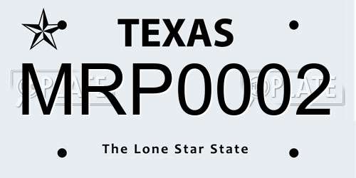 MRP0002 Texas License Plate
