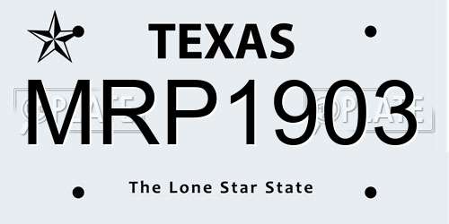 MRP1903 Texas License Plate